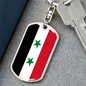Syria Flag Swivel Keychain Dog Tag Stainless Steel or 18k Gold-Express Your Love Gifts