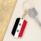 Syria Flag Swivel Keychain Dog Tag Stainless Steel or 18k Gold-Express Your Love Gifts