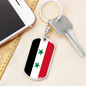 Syria Flag Swivel Keychain Dog Tag Stainless Steel or 18k Gold-Express Your Love Gifts