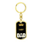 Tabby Cat Dad King Keychain Stainless Steel or 18k Gold-Express Your Love Gifts