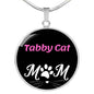 Tabby Cat Mom Necklace Circle Pendant Stainless Steel or 18k Gold 18-22"-Express Your Love Gifts