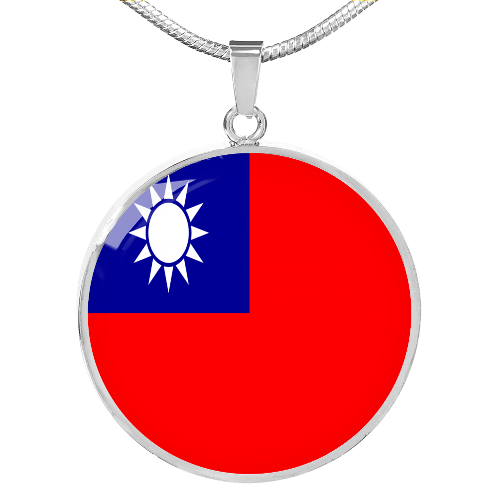 Taiwan Flag Necklace Circle Pendant Stainless Steel or 18k Gold 18-22"-Express Your Love Gifts