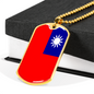 Taiwan Flag Necklace Stainless Steel or 18k Gold Dog Tag 24" Chain-Express Your Love Gifts