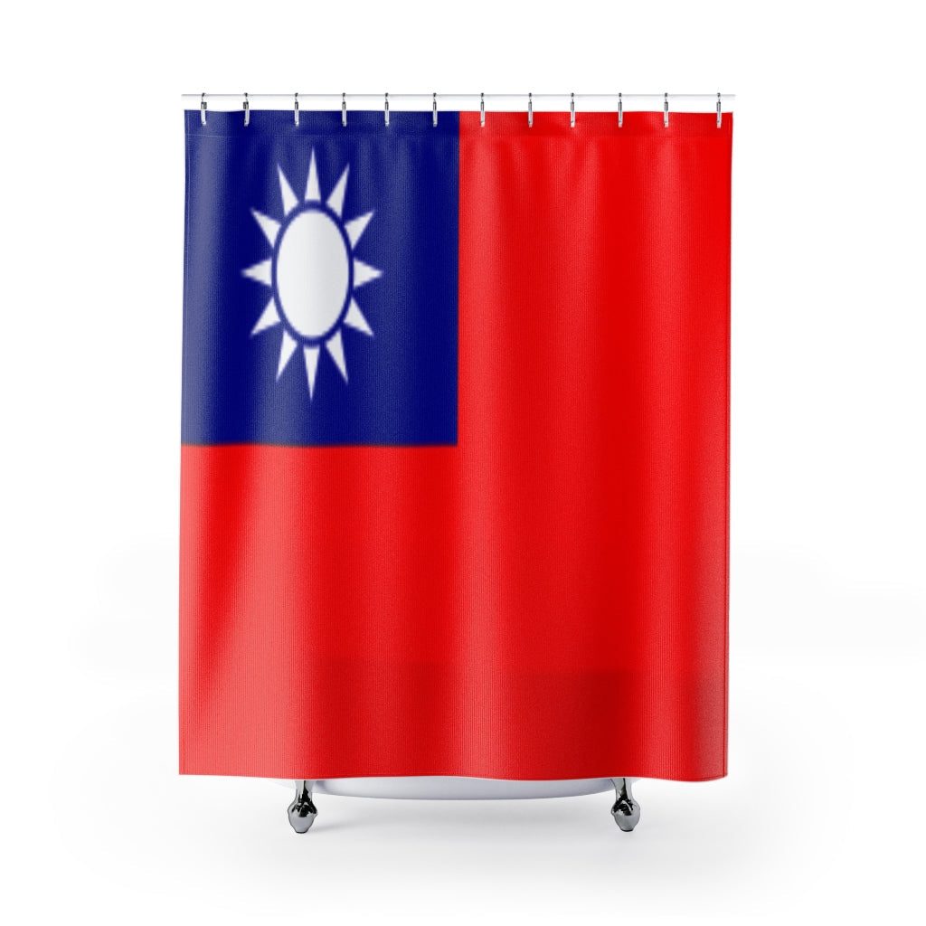 Taiwan Flag Stylish Design 71" x 74" Elegant Waterproof Shower Curtain for a Spa-like Bathroom Paradise Exceptional Craftsmanship-Express Your Love Gifts