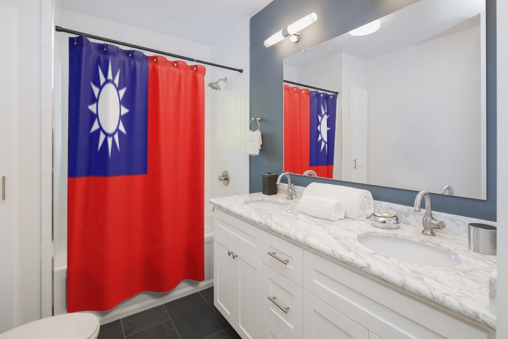 Taiwan Flag Stylish Design 71" x 74" Elegant Waterproof Shower Curtain for a Spa-like Bathroom Paradise Exceptional Craftsmanship-Express Your Love Gifts
