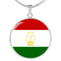 Tajikistan Flag Necklace Circle Pendant Stainless Steel or 18k Gold 18-22"-Express Your Love Gifts