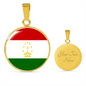 Tajikistan Flag Necklace Circle Pendant Stainless Steel or 18k Gold 18-22"-Express Your Love Gifts
