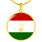 Tajikistan Flag Necklace Circle Pendant Stainless Steel or 18k Gold 18-22"-Express Your Love Gifts