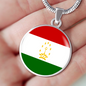 Tajikistan Flag Necklace Circle Pendant Stainless Steel or 18k Gold 18-22"-Express Your Love Gifts