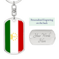 Tajikistan Flag Swivel Keychain Dog Tag Stainless Steel or 18k Gold-Express Your Love Gifts