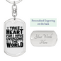 Take Heart Keychain Stainless Steel or 18k Gold Dog Tag Keyring-Express Your Love Gifts