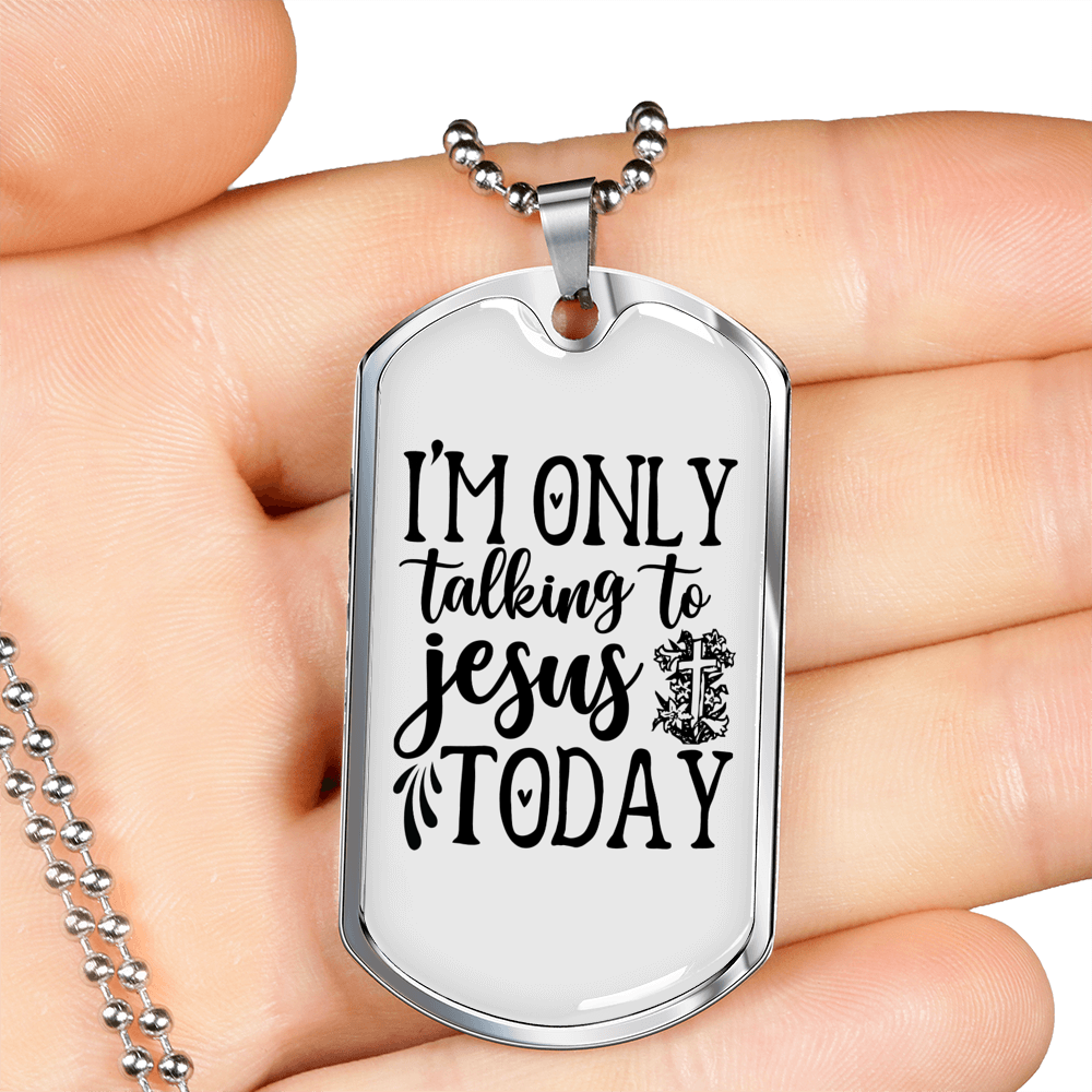 Talking To Jesus Christian Necklace Stainless Steel or 18k Gold Dog Tag 24" Chain-Express Your Love Gifts