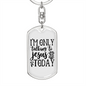 Talking To Jesus Today Keychain Stainless Steel or 18k Gold Dog Tag Keyring-Express Your Love Gifts