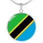 Tanzania Flag Necklace Circle Pendant Stainless Steel or 18k Gold 18-22"-Express Your Love Gifts