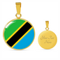 Tanzania Flag Necklace Circle Pendant Stainless Steel or 18k Gold 18-22"-Express Your Love Gifts