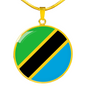 Tanzania Flag Necklace Circle Pendant Stainless Steel or 18k Gold 18-22"-Express Your Love Gifts