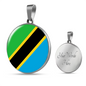 Tanzania Flag Necklace Circle Pendant Stainless Steel or 18k Gold 18-22"-Express Your Love Gifts