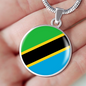 Tanzania Flag Necklace Circle Pendant Stainless Steel or 18k Gold 18-22"-Express Your Love Gifts
