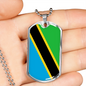 Tanzania Flag Necklace Stainless Steel or 18k Gold Dog Tag 24" Chain-Express Your Love Gifts