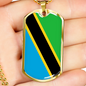 Tanzania Flag Necklace Stainless Steel or 18k Gold Dog Tag 24" Chain-Express Your Love Gifts