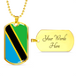 Tanzania Flag Necklace Stainless Steel or 18k Gold Dog Tag 24" Chain-Express Your Love Gifts