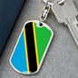 Tanzania Flag Swivel Keychain Dog Tag Stainless Steel or 18k Gold-Express Your Love Gifts