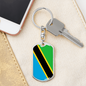 Tanzania Flag Swivel Keychain Dog Tag Stainless Steel or 18k Gold-Express Your Love Gifts