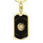 Tarot Card Moon And Sun Keychain Dog Tag Stainless Steel or 18k Gold-Express Your Love Gifts