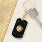 Tarot Card Moon And Sun Keychain Dog Tag Stainless Steel or 18k Gold-Express Your Love Gifts