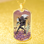 Tarot Card Necklace Five Of Swords Stainless Steel or 18k Gold Dog Tag 24"-Express Your Love Gifts