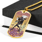 Tarot Card Necklace Five Of Swords Stainless Steel or 18k Gold Dog Tag 24"-Express Your Love Gifts