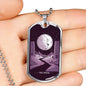 Tarot Card Necklace Moon Tarot Stainless Steel or 18k Gold Dog Tag 24"-Express Your Love Gifts