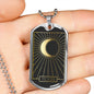Tarot Card Necklace Moon The Occult Stainless Steel or 18k Gold Dog Tag 24"-Express Your Love Gifts