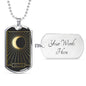 Tarot Card Necklace Moon The Occult Stainless Steel or 18k Gold Dog Tag 24"-Express Your Love Gifts