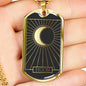 Tarot Card Necklace Moon The Occult Stainless Steel or 18k Gold Dog Tag 24"-Express Your Love Gifts