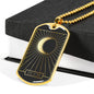 Tarot Card Necklace Moon The Occult Stainless Steel or 18k Gold Dog Tag 24"-Express Your Love Gifts