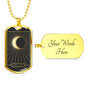 Tarot Card Necklace Moon The Occult Stainless Steel or 18k Gold Dog Tag 24"-Express Your Love Gifts