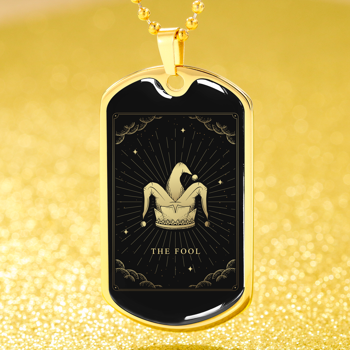 Tarot Card Necklace The Clown Hat Stainless Steel or 18k Gold Dog Tag 24"-Express Your Love Gifts