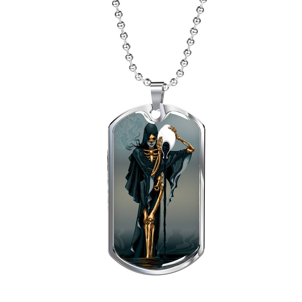 Tarot Card Necklace The Dark Aquarius Stainless Steel or 18k Gold Dog Tag 24"-Express Your Love Gifts