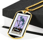 Tarot Card Necklace The Death Skeleton Stainless Steel or 18k Gold Dog Tag 24"-Express Your Love Gifts