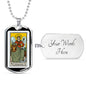 Tarot Card Necklace The Empress Stainless Steel or 18k Gold Dog Tag 24"-Express Your Love Gifts