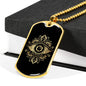 Tarot Card Necklace The Eye Stainless Steel or 18k Gold Dog Tag 24"-Express Your Love Gifts