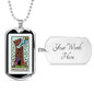 Tarot Card Necklace The Fire Of Heaven Stainless Steel or 18k Gold Dog Tag 24"-Express Your Love Gifts