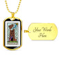 Tarot Card Necklace The Fire Of Heaven Stainless Steel or 18k Gold Dog Tag 24"-Express Your Love Gifts