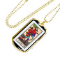 Tarot Card Necklace The Fool Le Fou Stainless Steel or 18k Gold Dog Tag 24"-Express Your Love Gifts