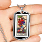 Tarot Card Necklace The Fool Le Fou Stainless Steel or 18k Gold Dog Tag 24"-Express Your Love Gifts