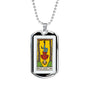 Tarot Card Necklace The Hanged Man Le Pendu Stainless Steel or 18k Gold Dog Tag 24"-Express Your Love Gifts