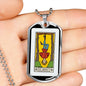 Tarot Card Necklace The Hanged Man Le Pendu Stainless Steel or 18k Gold Dog Tag 24"-Express Your Love Gifts