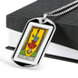 Tarot Card Necklace The Hanged Man Le Pendu Stainless Steel or 18k Gold Dog Tag 24"-Express Your Love Gifts