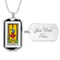 Tarot Card Necklace The Hanged Man Le Pendu Stainless Steel or 18k Gold Dog Tag 24"-Express Your Love Gifts